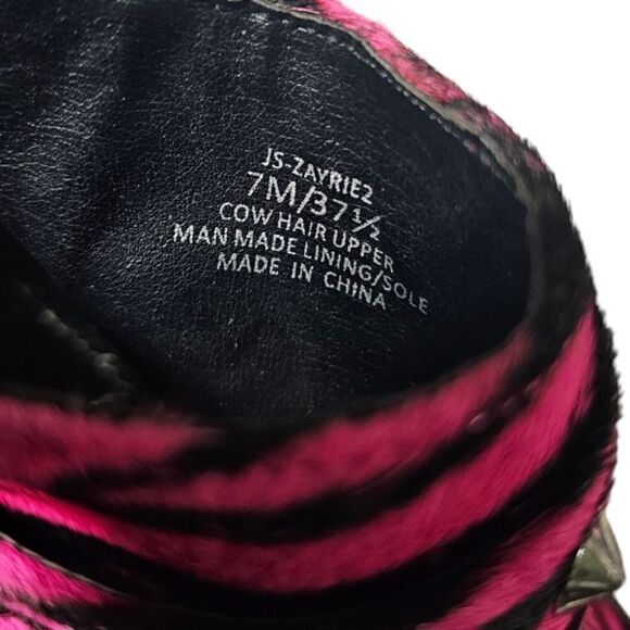 JESSICA SIMPSON "Zayrie" Genuine Calf Hair Pink Black Boots - Size 7 - Picture 8 of 8